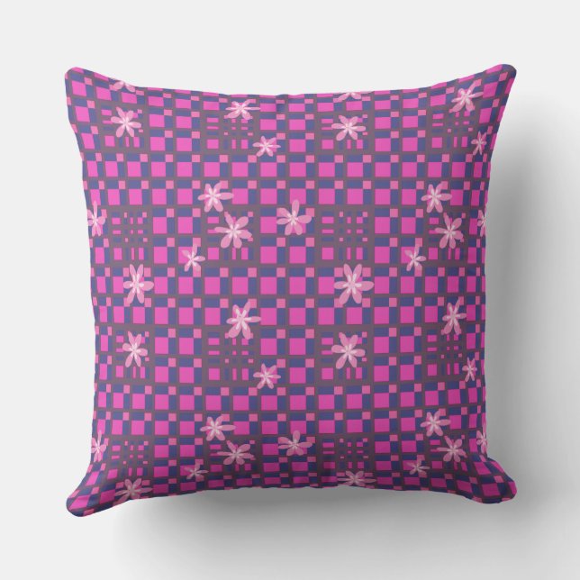Maz Bloemenplein Conundrum - Fuchsia Navy Kussen (Achterkant)
