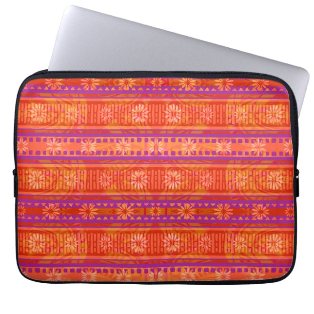 MAZ Bloemgestreept Geribd Breipatroon 245 Laptop Sleeve (Voorkant)