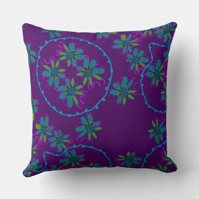 Maz Floral Bubbles Eenvoudig Paarse Multi Kussen (Achterkant)