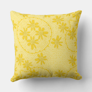 Maz Floral Bubbles Polka Dot Geel Kussen