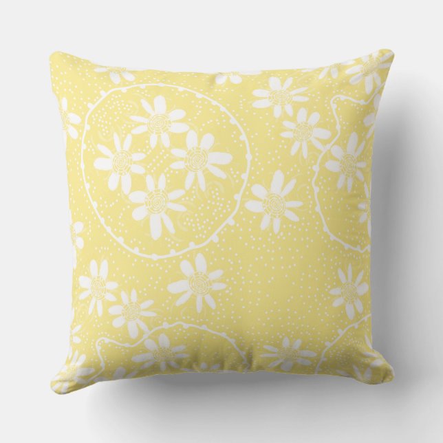 Maz Floral Bubbles Polka Dot Lemon Kussen (Achterkant)