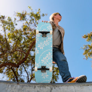 Maz Floral Bubbles Polka Dot - Wit Baby Blauw Persoonlijk Skateboard