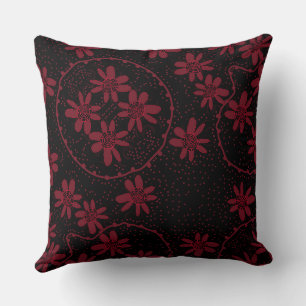 Maz Floral Bubbles Polka Dot Zwart Rood Kussen