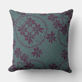 Maz Floral Bubbles Polka Dusty Zeewier Aubergine Kussen