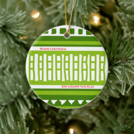MAZ Gestreept Geribd Breipatroon 079 Kerstmis Keramisch Ornament