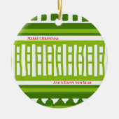 MAZ Gestreept Geribd Breipatroon 079 Kerstmis Keramisch Ornament (Voorkant)