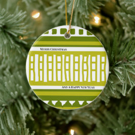MAZ Gestreept Geribd Breipatroon 081 Kerstmis Keramisch Ornament