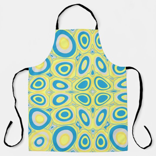 Maz Psychedelic Eggs - Blauw Grijs Geel Schort (Voorkant)