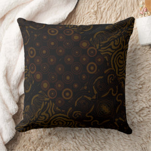 Maz Seabed Circles Curly Coral Reef - Zwart Rundvl Kussen