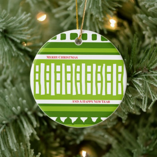 MAZ Striped Ribbed Knitting Pattern 079 Christmas  Keramisch Ornament (Boom)