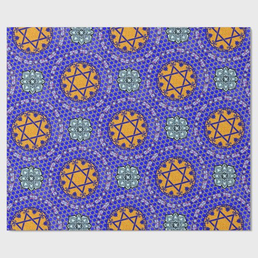 Mazal Tov en Siman Tov met Floral Star Cadeaupapier (Vlak)