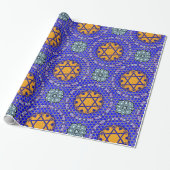 Mazal Tov en Siman Tov met Floral Star Cadeaupapier (Uitgerold)