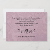 Mazal Tov Gefeliciteerd Geboorte van Baby Meisje K Notitiekaartje (Achterkant)