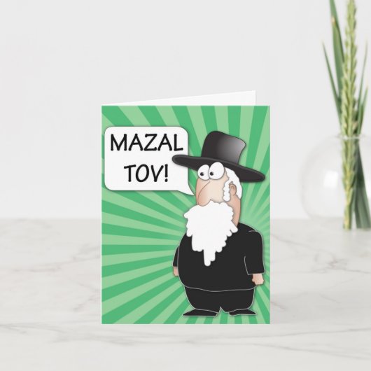 Mazal Tov Greeting Card - Jewish Rabbi cartoon Kaart (Voorkant)