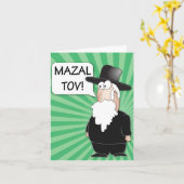 Mazal Tov Greeting Card - Jewish Rabbi cartoon Kaart (Gele Bloem)