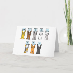 Mazal Tov Katten met brieven Kaart