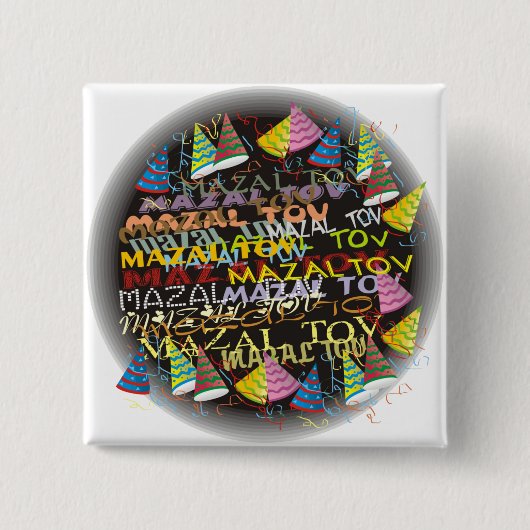 mazal tovs vierkante button 5,1 cm (Voorkant)