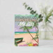 Mazatlan Beach Mexico Beach reisposter Briefkaart (Staand voorkant)