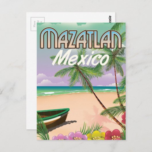 Mazatlan Beach Mexico Beach reisposter Briefkaart (Voorkant / Achterkant)