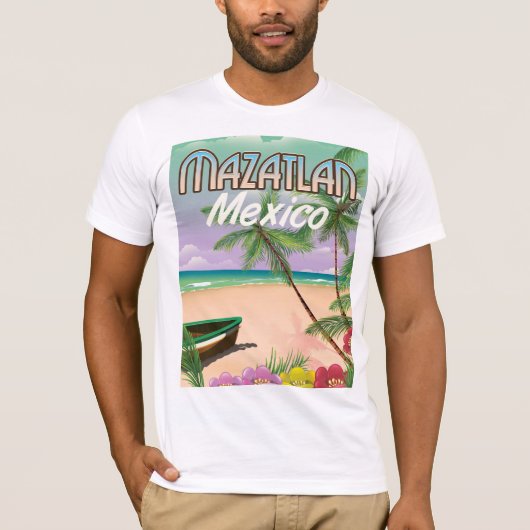 Mazatlan Beach Mexico Beach reisposter T-shirt (Voorkant)