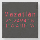 Mazatlán Latitude en Lengtegraad Stenen Onderzetter (Voorkant)