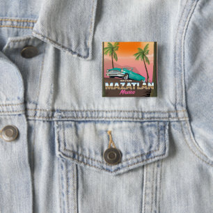 Mazatlán Mexico reisposter Vierkante Button 5,1 Cm