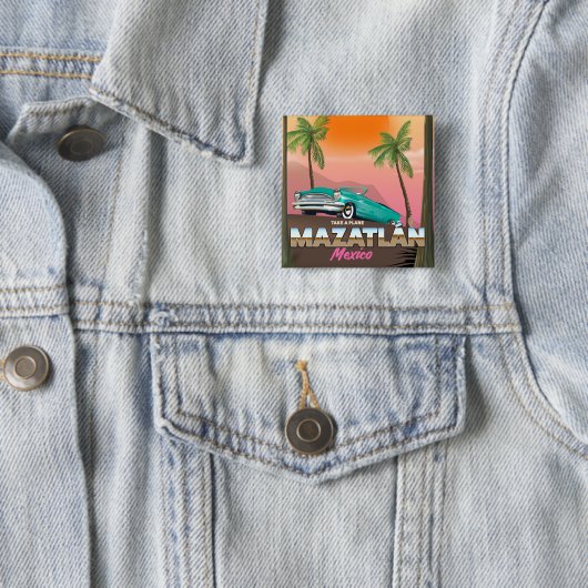 Mazatlán Mexico reisposter Vierkante Button 5,1 Cm (In situ)