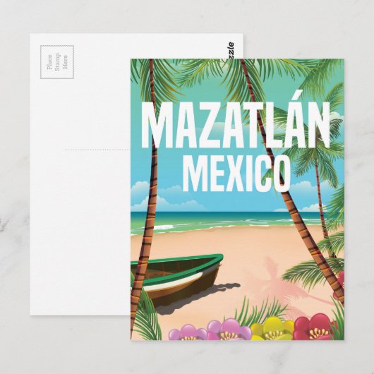 Mazatlán Mexico -  strandreisposter Briefkaart (Voorkant / Achterkant)