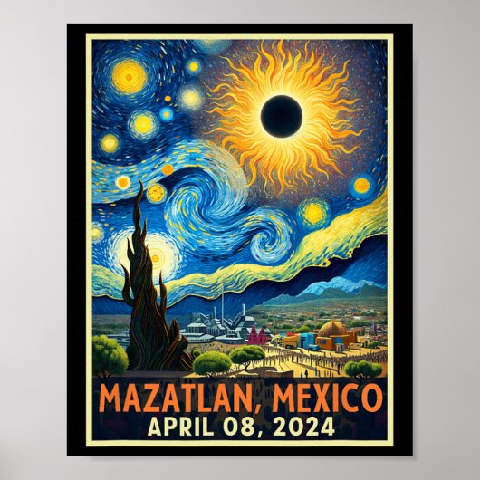 Mazatlan Mexico totale zonsverduistering 2024 ster Poster (Voorkant)