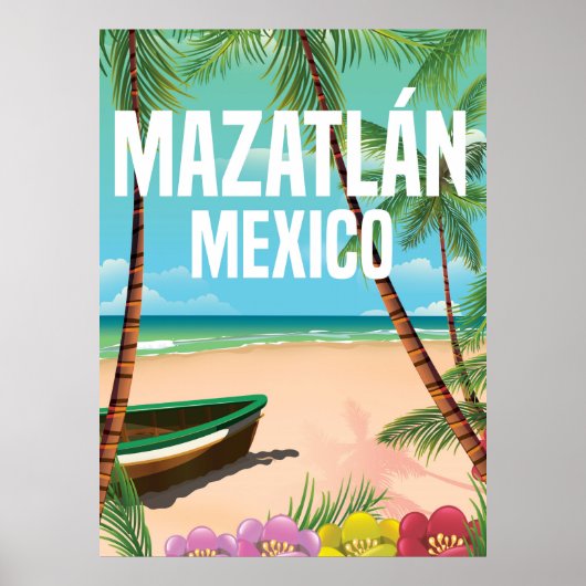 Mazatlán Mexico Vintage strand reisposter Poster (Voorkant)