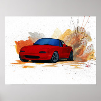 Mazda Miata Drift Painting Poster