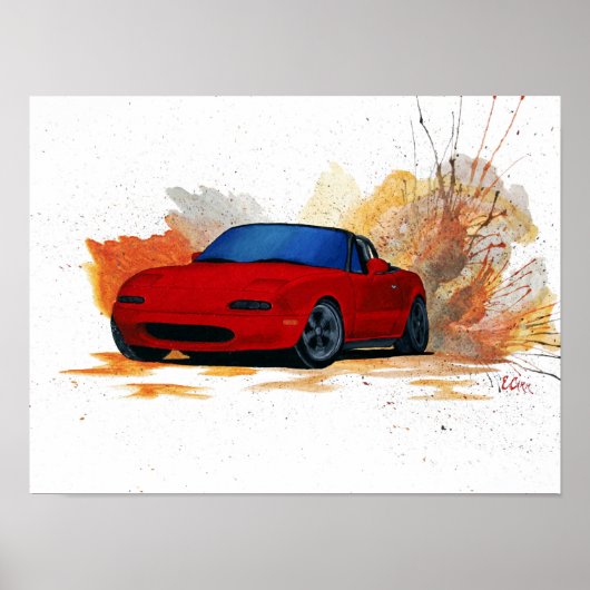 Mazda Miata Drift Painting Poster (Voorkant)