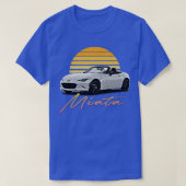 Mazda Miata Wit Retro Stijl Zonsondergang Ontwerp T-shirt (Design voorkant)