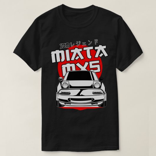 Mazda mx5 miata red moon (wit afdrukken) ticker t-shirt (Design voorkant)