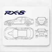Mazda rx8 rx-8 blauwdruk muismat (Voorkant)