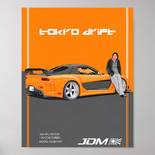 Mazda RX-7 FD3S 2-Rotor Specificaties Poster (Voorkant)