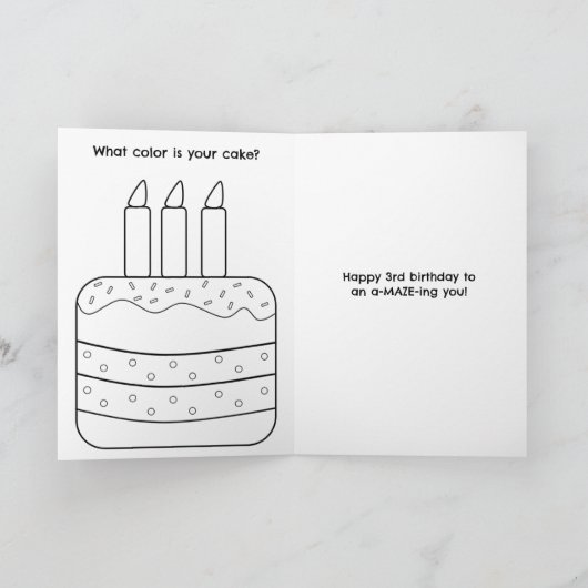 Maze Activity 3rd Birthday Kaart - Animals Trace (Binnen)