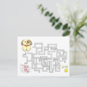 Maze game dog en ball briefkaart (Staand voorkant)