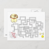 Maze game dog en ball briefkaart (Voorkant / Achterkant)