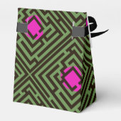 Maze Patroon met Roze Stippen Aangepaste tekst Bedankdoosjes (Achterkant)