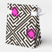 Maze Patroon met Roze Stippen Aangepaste tekst Bedankdoosjes (Achterkant)