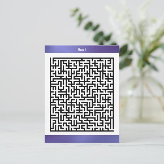Maze Puzzel Vier Paarse | Activiteit Kaarten (Staand voorkant)
