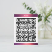 Maze Puzzel vierentwintig rood | Activiteit Kaarte Briefkaart (Staand voorkant)