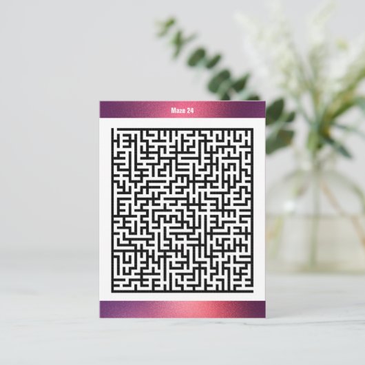 Maze Puzzel vierentwintig rood | Activiteit Kaarte Briefkaart (Staand voorkant)