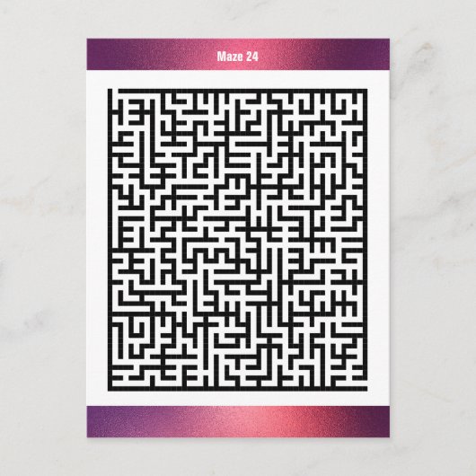 Maze Puzzel vierentwintig rood | Activiteit Kaarte Briefkaart (Voorkant)