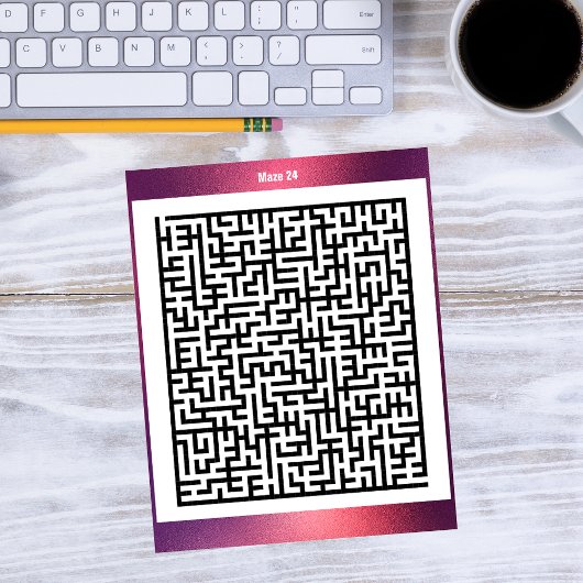 Maze Puzzel vierentwintig rood | Activiteit Kaarte Briefkaart