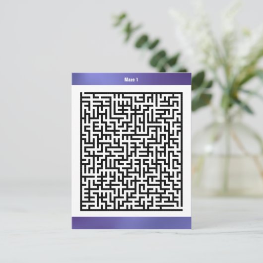 Maze Puzzle One Paars | ActiviteitenKaarten Briefkaart (Staand voorkant)