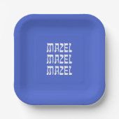 Mazel Mazel Mazel Hanukkah Blue Paper Bord (Voorkant)