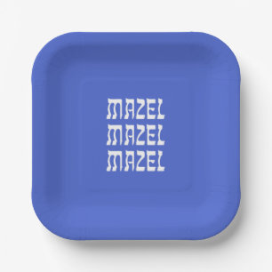 Mazel Mazel Mazel Hanukkah Blue Paper Bord