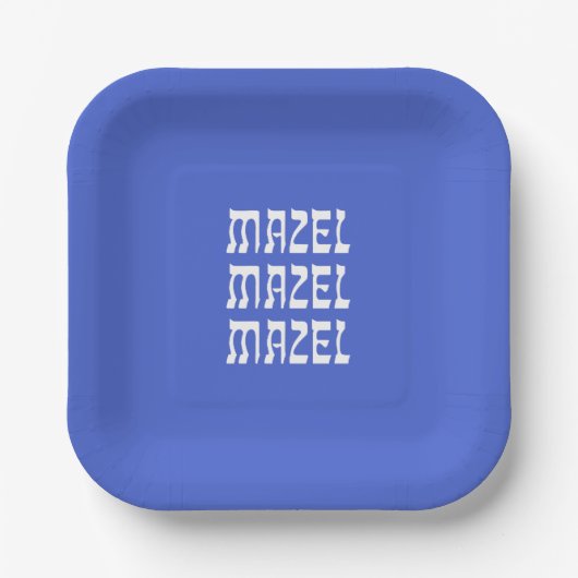 Mazel Mazel Mazel Hanukkah Blue Paper Bord (Voorkant)